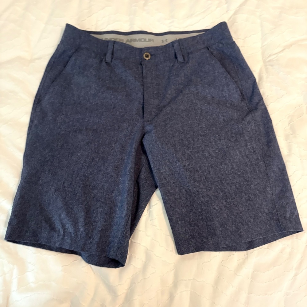 Under Armour Golf Shorts Mens 34 Blue HeatGear Loose Fit 1272358